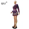 Casual Dresses Qili Elegant Lady Fashion Cardigan Pleated Kirt Office Ladies Workwear Suit Two Piece Set A-Line Dress Print