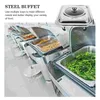 Set di stoviglie Buffet Server Vassoio per piatti in acciaio inossidabile Bacinella per mensa rettangolare con coperchio