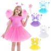 Kız Elbiseler 4 PCS Peri Güzel Prenses Çocuk Kostüm Set Kelebek Kanatları Asık Head Band Tutu Etekler Performans Tatil Doğum Günü hediyesi