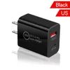 PD Type C Szybka ładowarka 2.4A QC3.0 USB C Szybkie ładowarki Adapter ładowarki UE UK UK dla Samsung S22 Note10 iPhone 14 13 12 12 Xiaomi Phone Power Ładowarki