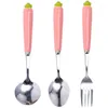 Dijkartikelen Sets Creative Carrot Spoon Fork Set roestvrij staal huishouden radijs kinderen dessert keramische handgreep keuken servies