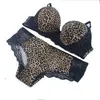 Bikini Air Bra & Panties Women New Sexy Low Waisted ThongHot Sell Girl Wireless Seamless Wholesale Wire Free Push Up Leopard Lace Panty Set