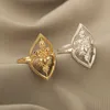 Полоса кольца эстетические кольца из нержавеющей стали для женщин Элегантный жемчужный полой цветок кольцо винтажные свадебные украшения