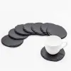 Slate Stone Drink Coasters Copo tapetes de prato natural para barra de cozinha decoração de casa preta 10cm