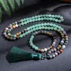 Ensembles de bijoux de mariage 8mm Agate indienne Vert Aventurine 108 Perles Japamala Collier Bracelet Ensemble Méditation Yoga Bénédiction Hommes et Femmes Bijoux 230512