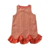 Girl Dresses Girls Summer Dress Cute Sleeveless Cotton Ruffles Kids For Orange Casual Clothing 4-12 Y Child Clothes