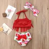 Clothing Sets 2Pcs Toddler Baby Girl Clothes Tassel Swimwear Bathing Suit Bikini Tassels Watermelon Set Girls 0-18M