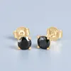 Boucles d'oreilles KUGG Noir Moissanite Pour Hommes Femmes Argent 925 Or Jaune Couleur 5mm D VVS1 Diamant Rond Bijoux Cadeau