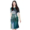 Casual Dresses European and American Style Brand Dress Geometric Print Summer High-end Sense Lace Waist Elegant Lady Midi Dress Women 230515