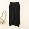 Skirts ELIJOIN Thick Wool Knitted Skirt In Autumn And Winter Female 2023 Twist Long Straight Tube Hip-wrapped One-step