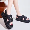 Sandalen ontwerper dik platform sandalen vrouwen zomerschoenen echte lederen strand platte sandalen casual strappy slides flips 230515