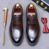 Echte koeienleer Schoenen Zaken Casual Britse heren veter derby Bright Coffee Formele Oxford Handgemaakte zwarte Big Size 2023