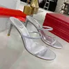 Rene Caovilla Hoge kwaliteit Sandalen Designers 100% Leather Nieuwe Heeles Sandaal Sandaal Sandaal Crystal Dames trouwjurk Schoenen Hakken Party Sexy Slides Slippers Withh met