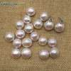 Stud 12 mm Nearround White Edison Pearls Semicírculo Cara áspera y brillo Stud Pendiente Simple con kernel Agua dulce Mabe Kind Pear 230515