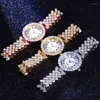 Wristwatches 2PCS Fashion Luxury Roman Pattern Diamond Ladies Quartz Watch Women Double Layer Bracelet