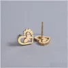 Stud Enkel fjäril smidig mini Small Animal Heart Earring för kvinnor Brosk Helix Tragus Piercing Tiny Drop Delivery Jewely Ear Dhjwm