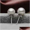 Stud Sier Plated Prevent Allergy Fashion Earrings for Women Design Trendy Pearl White Ball Small Round Jewelry Gift Drop Deli Dhgarden Dhzr7