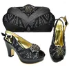 Dress Shoes Ladies High Heel With Stone 10.5CM Italian Matching Bags African And Set For Party 9310-6