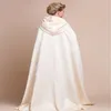 2019 Long Bridal Champagne Cloak z kapturem satynowy przyjęcie weselne Cape Wrap plus size258Q