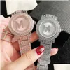 Women'S Watches Brand Women Girl Diamond Crystal Big Letters Style Metal Steel Band Quartz Wrist Watch M126 Drop Delivery Dht0J