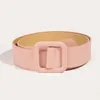 Belts 2023 Women's Square Buckle PU Glossy Simple Versatile Belt Ladies No-hole Wide Dress Summer Waistband 4cm