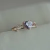 Anneaux de bande bagues de bijoux de proposition romantique pour les femmes avec bague de fiançailles en pierre en forme de coeur violet vif cadeau de couleur or Rose