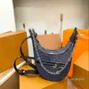 2023-Women's Designer Bag Luxury Half Moon Leather Classic Old Flower Clutch Handbag Tote Zipper Two Shourdle Straps Metal Fittings Crossbody Bags