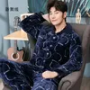 Heren slaapkleding dikke fluwelen winter pyjama's eenvoudige pakken casual mannelijke warme nacht pijama's set thuiskleding plus maat 3xl