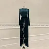 Party Dresses Muslim Velour Evening Dress With Long Sleeve O Neck Floor Length Ruffles Tassel Vintage Wedding Gown Formal Prom Pageant 230515