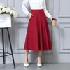 Jupes taille haute plissée élégante Jupe poches vin rouge noir couleur unie longues femmes Faldas Saia taille M-XXL dames Jupe