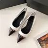 Small Fragrance Wind Single Shoes Female Flat Leather Soft Chain Mid-heel Pointed Shoes Casual Everything Match Fairy Wind