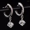 Kolczyki Dangle 925 srebrne srebrne przyjęcie weselne dla kobiet błyszczące prawdziwe 0,5/1 karat d Kolor Moissanite Fine Jewelry
