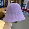 Berets 7 Colors Spring Summer Knitted Linen Bucket Hat Women Solid Dome Breathable Fishing Fashion Street Ins Sun Caps 54-60cm 2023