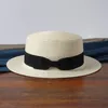 Szerokie brzegowe czapki 2023 proste letnie rodzic-dziecko kapelusz plażowy żeńska swobodna Panama Lady Brand Women Flat Bowknot Straw Cap Girls