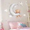 Adesivos de brinquedos infantis urso nuvens de lua estrelas adesivos de parede quarto para bebês quarto de garotas decoração caseira sala de estar de parede de papel de parede adesivo