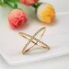 Cluster Rings Kolmnsta Gold Cross for Women 925 Silver Ring Cubic Zirconia Inlay Fashion Wedding Bands Female Jewelry Party Anel Gift