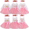 Family Matching Outfits Citgeett 1st2nd3rd Birthday Baby Girls Donut Polka Dot Tulle Tutu Princess Party Dress 2pcs 230512