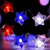 Strängar 10st 2/3/4m led amerikansk flagga Fairy String Light Battery Power Star Flags Pendant Lamp Holiday Party Wedding Garland Lighting