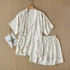 Kvinnors sömnkläder japansk stil kimono kortärmade shorts sommar damer pyjamas kostym bomulls hemservice kostym pajamas kvinnor rosa pyjamas kostym 230515