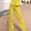 Женские брюки с двумя частями Everbele Женщины летняя сексуальная мода Элегантная без рукавов галстук желтый цвет Двухклассный костюм для женщин 230515