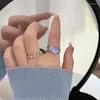 Anelli a grappolo Moonstone Ladies Open Women Ring Wedding Initial Luxury Jewellery Couples Cute Fashion Acciaio inossidabile Colore argento Aneis