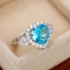 Band Rings Blue/Red Love Cubic Women's Wedding Rings Silver Color Esthetic Lady's Finger Smyckes