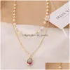 Hangende kettingen elegante imitatie parelwater drop semiprecious stenen ketting vrouwen vintage geometrische sleutelbeen sieraden gi dhgarden dhbfs