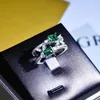 Cluster Rings Women's 925 Silver Emerald Cross Wrap Open Ring Engagement Wedding Gift Jewelry Partihandel