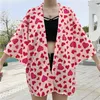 Ubranie etniczne Bebovizi Bullseye luźne 2023 Summer Casual Beach Japońska moda damska Kardigan Cardigan Kimono Bluzka Tops