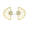 Stud Trendy Hollow Out Lotus Flower Earrings Sier Gold Plated Earring Women Lady Party Fashion Fine Jewelry Drop Delivery Dhgarden Dhz6R