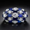 Anneaux de bande de luxe femmes larges anneaux avec cubique Bling mode femme anneaux mariage fête nouveauté bijoux