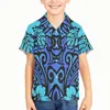 Men's Casual Shirts Polynesian Tribal Samoan Totem Tattoo Samoa Prints Boys Hawaiian Shirt Short Sleeve Tops For Toddler Clothes Beach