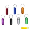 Aluminiumlegeringslådor Metall Vattentät piller Box Fodral Key Key Chain Ring Medicine Lagringsarrangör