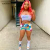 Tute da donna Sexy Colorblock Bandana Shorts Crop Top Completi in due pezzi per le donne Compleanno Clubwear Street Style Felpe D18-CC17 T230515